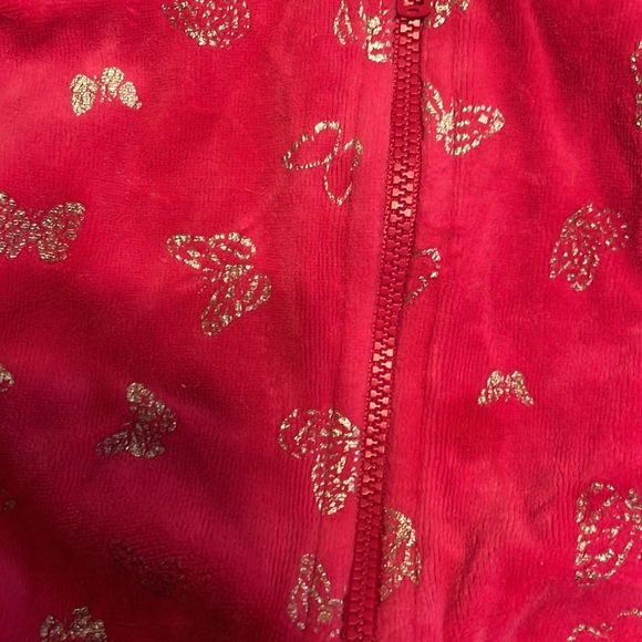 Girls 3t Arizona pink and silver butterfly my zip up hoodie with ruffle pockets - Picture 2 of 6